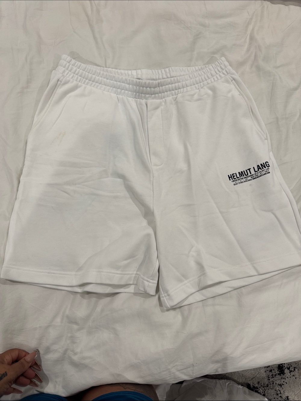 Helmut Lang White Athletic Logo Shorts